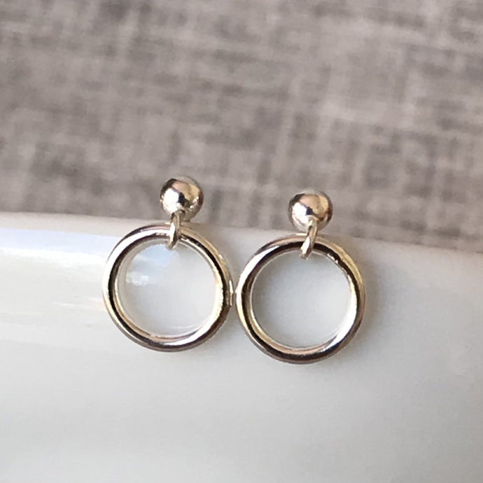 Sterling Silver Ball Stud with Sterling Silver Dangly Circle