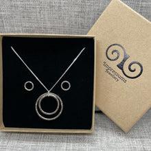 Load image into Gallery viewer, Sterling Silver Gift Set - Textured Circle Pendant and Hammered Circle Stud Earrings
