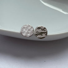 Load image into Gallery viewer, Solid Silver Textured Circle Stud Earrings
