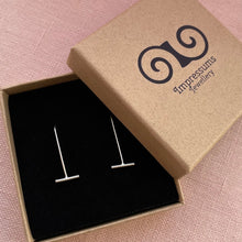 Load image into Gallery viewer, Sterling Silver Bar Threader Earrings, made with Recycled Silver
