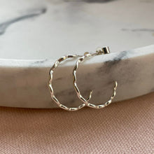 Load image into Gallery viewer, Wavy Sterling Silver Hoop Earrings
