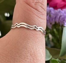Load image into Gallery viewer, Slim Sterling Silver Stacking Ring Pictured on a Thumb as a thumb ring
