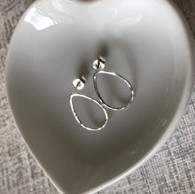 Load image into Gallery viewer, Hammered Silver Teardrop Stud Earrings
